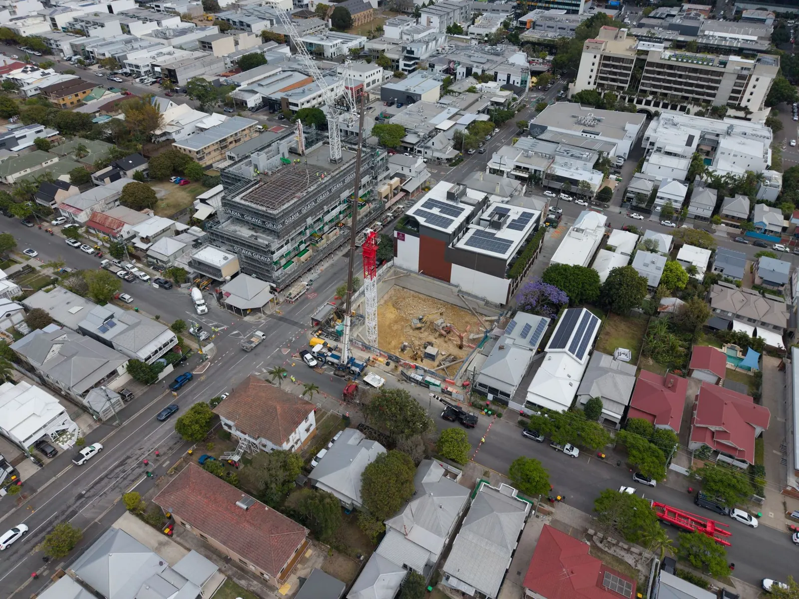 Aerial view of a city construction site